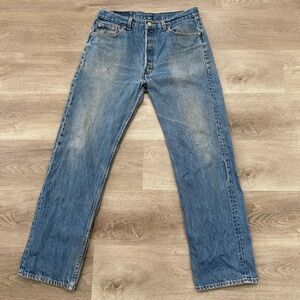 Vintage 90s 1995 Levis 501 USA Made Blue Denim Jeans 501-0115 ACTUAL Size 32x30